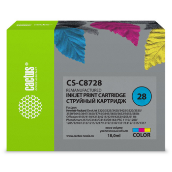 Cactus C8728 Картридж струйный CS-C8728 многоцветный для №28 HP DeskJet 3320/3325/3420/3425/3520/3535/3550 (18ml)