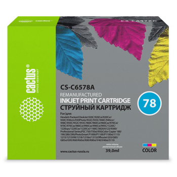 Картридж струйный Cactus CS-C6578A №78 многоцветный (39мл) для HP DJ 916c/920/920c/920cvr/920cw/920cxi/930/930c/930cm/930p/932c/935c/940/940c/940cvr/940cw/940cxi/950/950c/952c/959/959c/960/960c/960cse/960cxi/970/970c/970cse/970cxi/980c/980cxi/990/990c/990