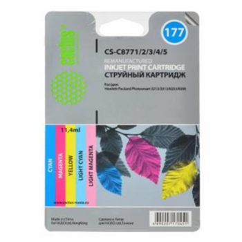 Картридж струйный Cactus CS-C8771/2/3/4/5 №177 голубой/пурпурный/желтый/светло-голубой/светло-пурпурный набор (11.4мл) для HP PS 2113/3313/8253/8200