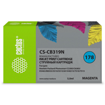 Картридж струйный Cactus CS-CB319N(CS-CB319) №178 пурпурный (5мл) для HP PS B8553/C5383/C6383