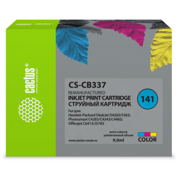 Картридж струйный Cactus CS-CB337 №141 многоцветный (9мл) для HP DJ D4263/D4363/D5360/DJ J5783/J6413