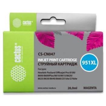 Картридж струйный Cactus CS-CN047 №951XL пурпурный (26мл) для HP DJ Pro 8100/8600