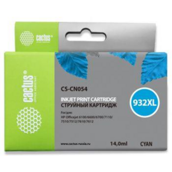 Картридж струйный Cactus CS-CN054 №933XL голубой (14мл) для HP DJ 6600