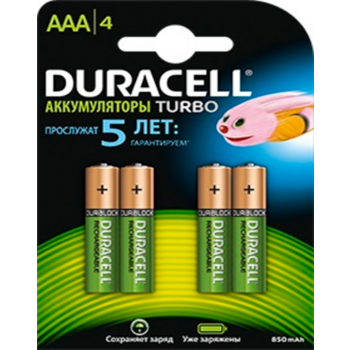 Аккумулятор Duracell Rechargeable HR03-4BL AAA NiMH 900mAh (4шт)