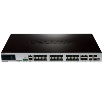 D-Link DGS-3620-28SC/B1AEI PROJ Управляемый стекируемый коммутатор уровня 3 с 20 портами SFP, 4 комбо-портами 10/100/1000Base-T/SFP, 4 портами 10GBase-X SFP+, в комплект поставки входит ПО EI image