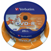 Verbatim Диск DVD-R 4,7Gb 16x Cake Box Printable (25шт) (43538)