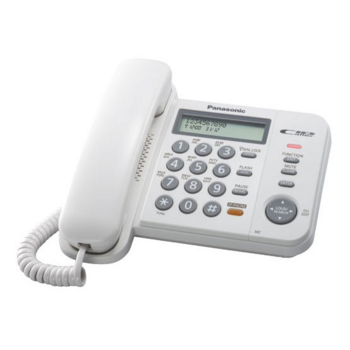 Телефон Panasonic KX-TS2358RUW (белый) {АОН,Caller ID,ЖКД,блокировка набора,выключение микрофона,кнопка "пауза"}