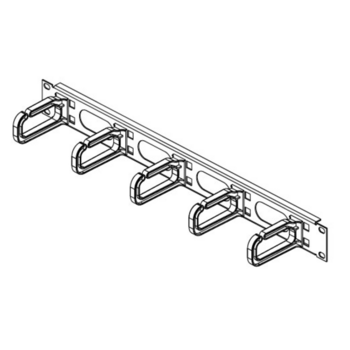 19" кабельный организатор 1U - односторонний, пластиковые скобы 40 x 80 мм, черный